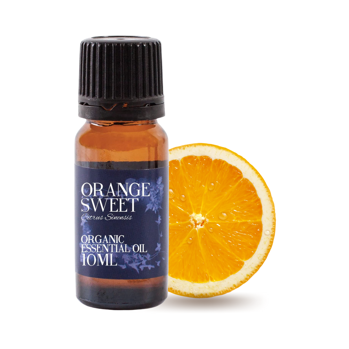 Sensorii's aromatherapy - image of Sensorii's sweet orange essential oil bottle with an orange slice 