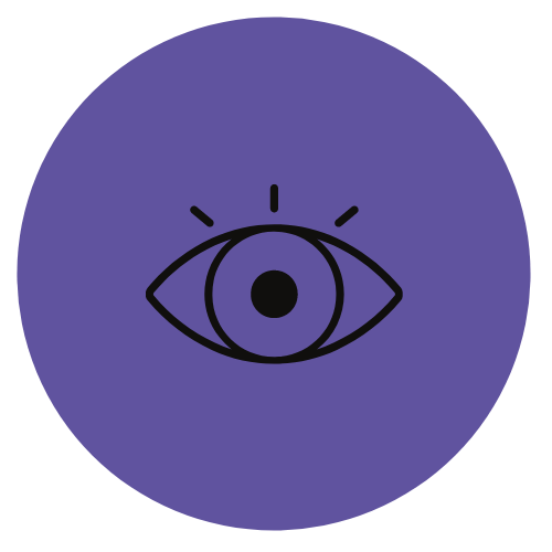 Senorii's eyes shop all , eye icon - purple circle with black outline eye